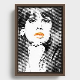 Halftone lips Framed Canvas