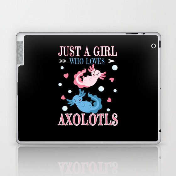 Girl Loves Axolotls Walking Fish Kawaii Axolotl Laptop & iPad Skin