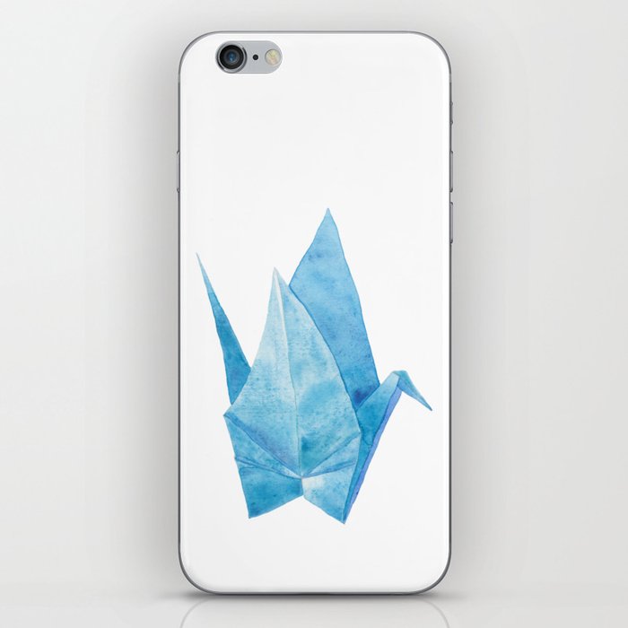 Blue Origami Paper Crane (watercolour) iPhone Skin