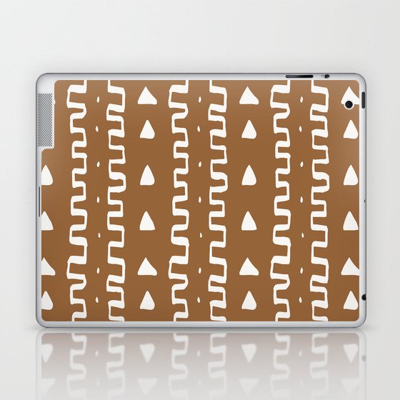 Merit Mud Cloth Light Brown and White Triangle Pattern Laptop & iPad Skin