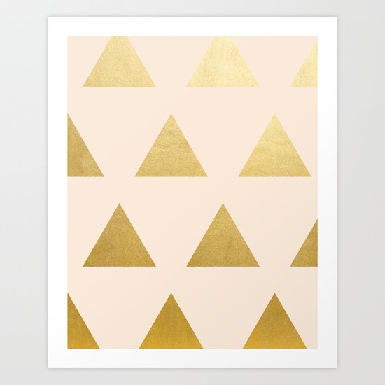 Blush + Gold Triangles #society6 #decor #buyart Art Print