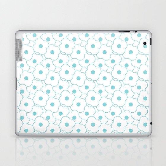 Simple Blue Pop-Art Flower Seamless Repeat Pattern Laptop & iPad Skin