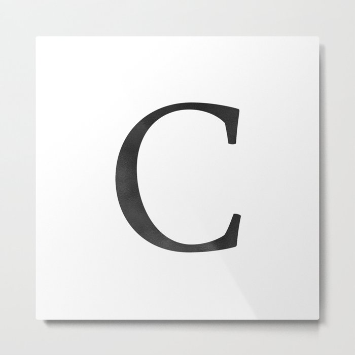 Letter C Initial Monogram Black and White Metal Print