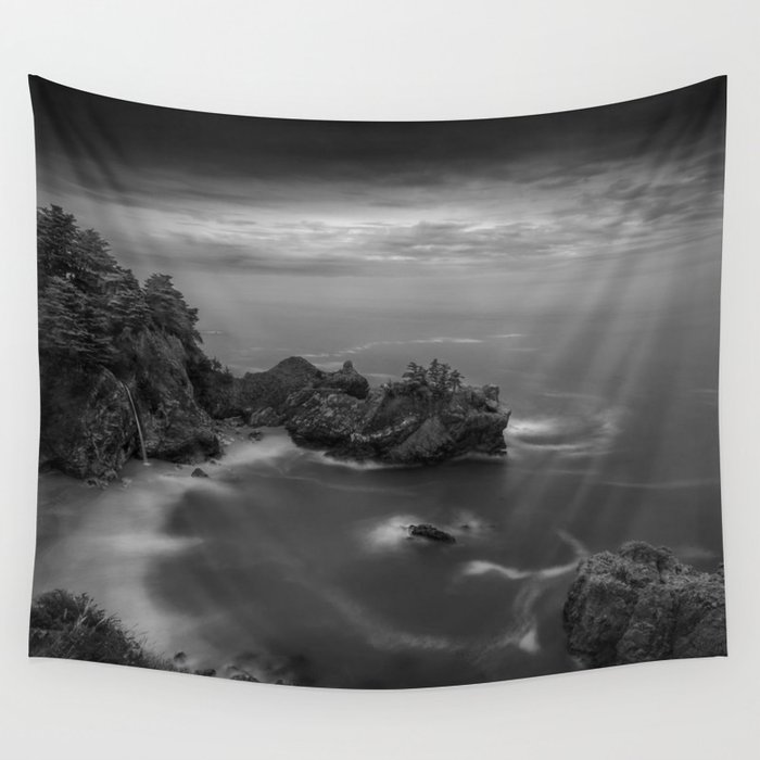 Big Sur, California Pacific Coast Highway coastal beach black and white photograph / art photography Wall Tapestry