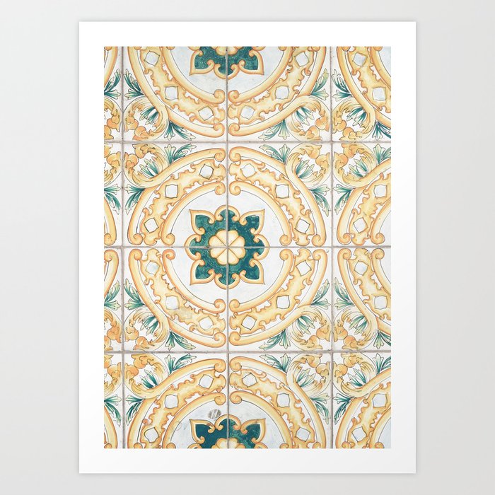 Capri Island Tiles Pattern Photo | Colorful Italian Wall Art Ceramics | Interior Design Travel Photography Art Print