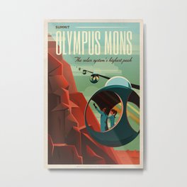 Mars Retro Space Travel Poster Metal Print