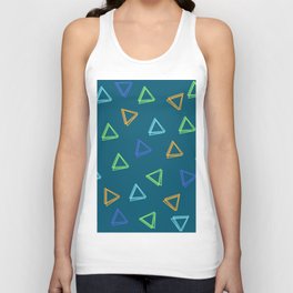 Teal Colorful Triangles Unisex Tank Top