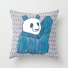 Panda 1 in Blue Throw Pillow