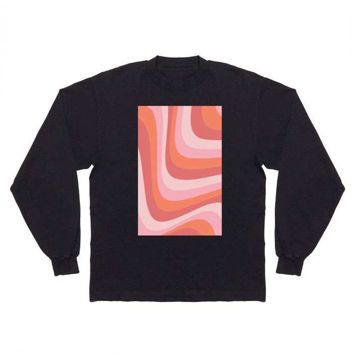 abstract pink red and orange color art Long Sleeve T Shirt