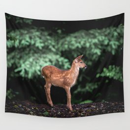 Cute Animals Forest Fawn - Black Tailed Deer Wall Tapestry