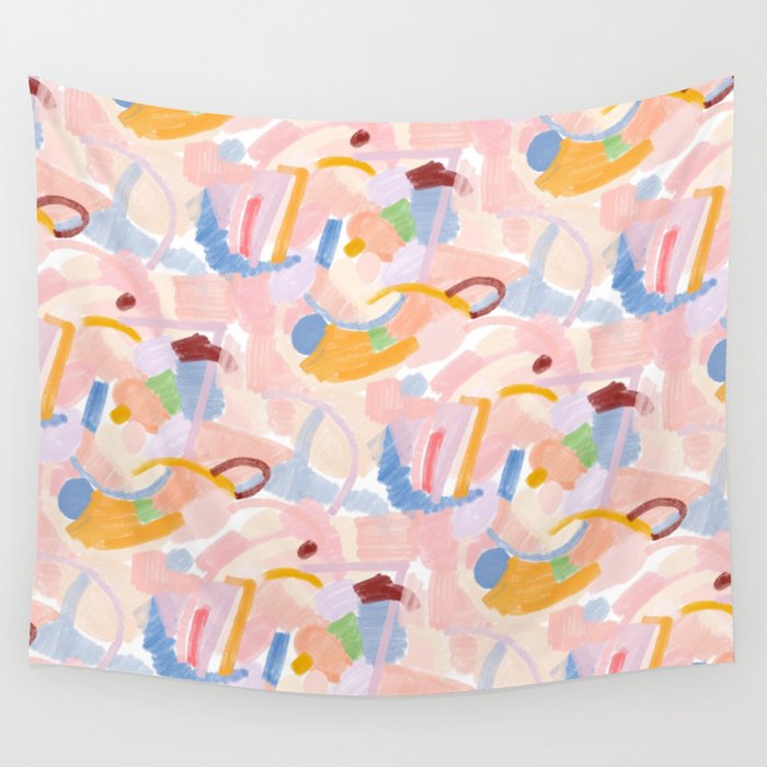 Abstract Playful Shapes Wall Tapestry