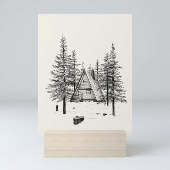 Cabin in the woods Mini Art Print