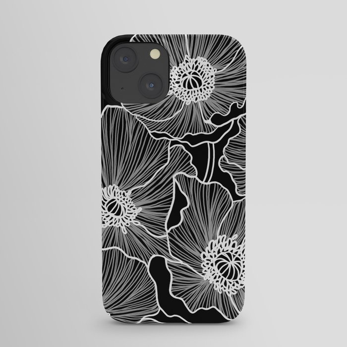 Black and White Poppies iPhone Case