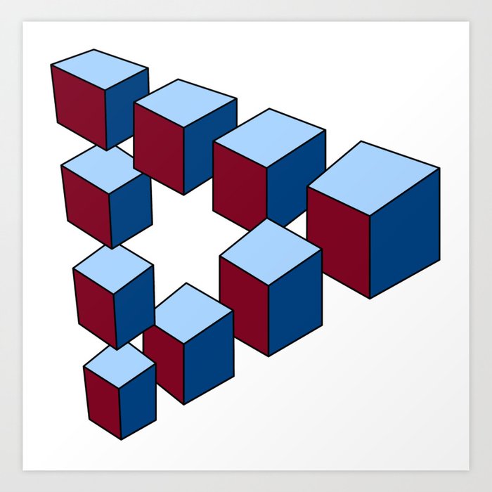 3D Effect Geometric Pattern - Cubes Optical Illusion Essential T