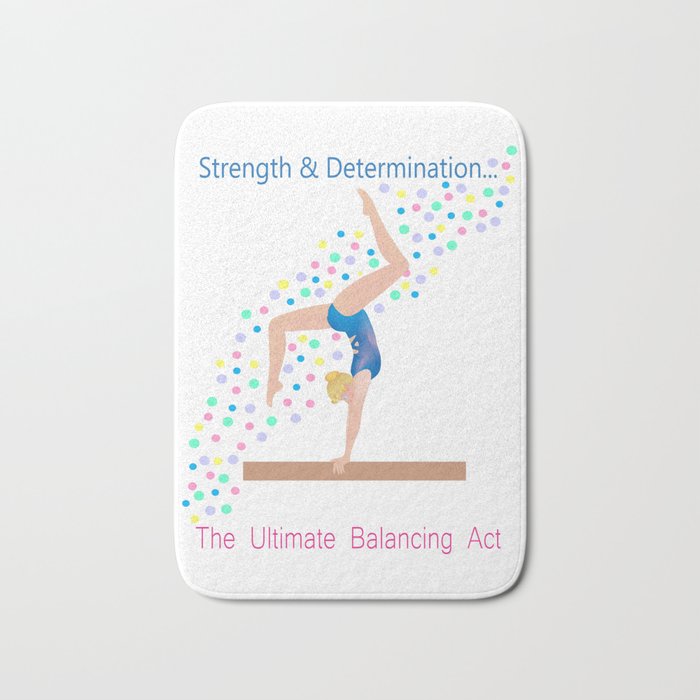 Gymnastics Ultimate Balancing Act On Balance Beam Bath Mat By