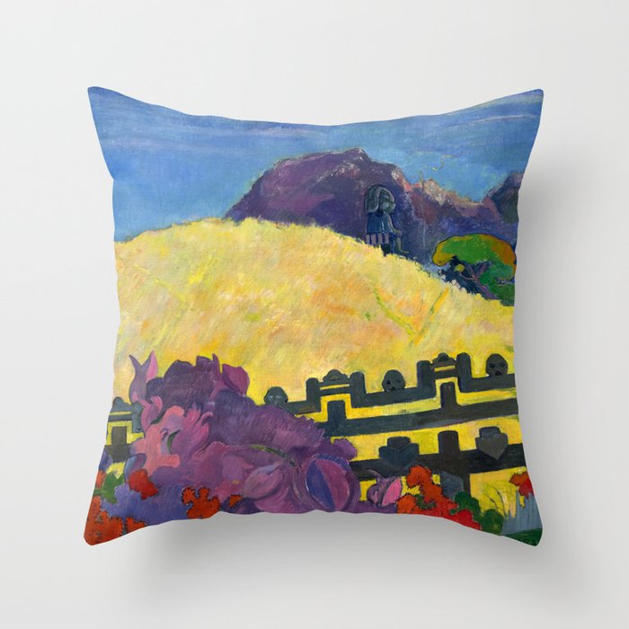 The Sacred Mountain, 1892 by Paul Gauguin Throw Pillow