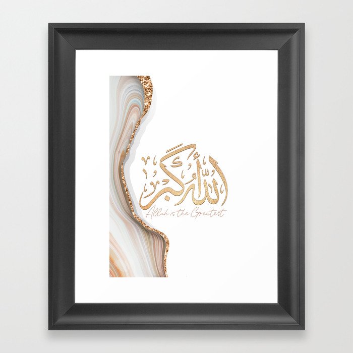 Takbir Allahu Akbar in arabic calligraphy, islamic calligraphy with translation Framed Art Print
