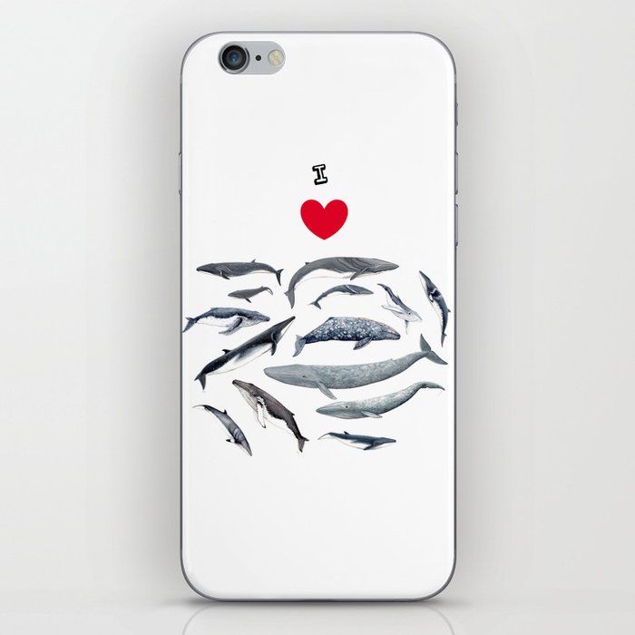 I love whales design iPhone Skin