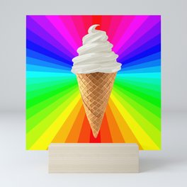 Rainbow Vanilla Ice Cream Cone Mini Art Print