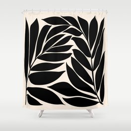 Black Seagrass Shapes Drawing Shower Curtain