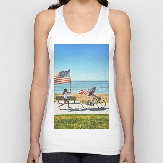 America flag bicycle Unisex Tank Top