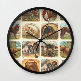 Vintage Dog Breed Cards Repeat Wall Clock