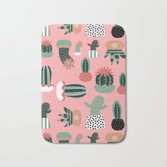 Succulents Pink Bath Mat