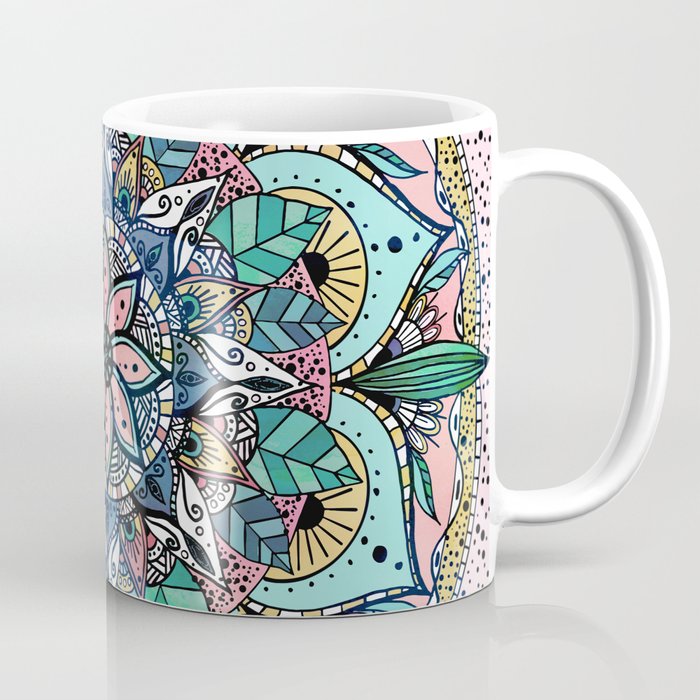 Bohemian Colorful Watercolor Floral Mandala Coffee Mug