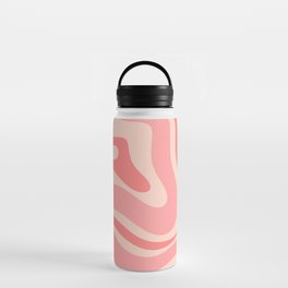 Blush Pink Modern Retro Liquid Swirl Abstract Pattern Square Water Bottle