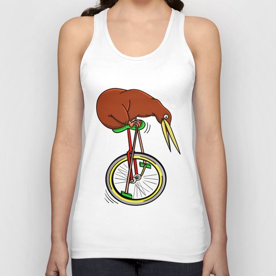 Kiwi Riding A Unicycle Unisex Tank Top