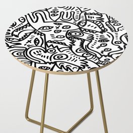Hand Drawing Graffiti Creatures in the Summer Afternoon Black and White Side Table