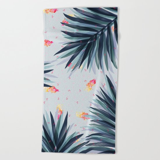Unique Delicate Tropical Leaves Pattern Beach Towel