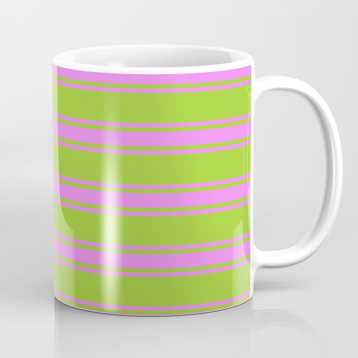 Green & Violet Colored Lined/Striped Pattern Coffee Mug