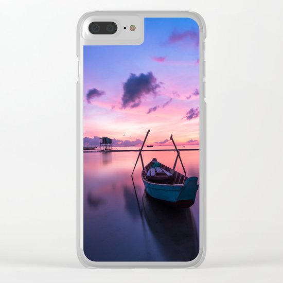 Boat and Sunrise Clear iPhone Case