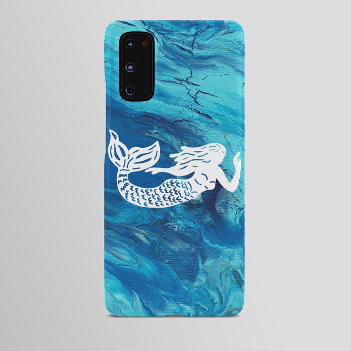 Mermaid Silhouette Design on Painted Acrylic Background  Android Case