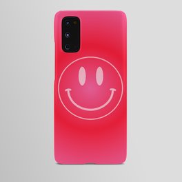 Cute Simple Pink and Red Gradient Background with Smiley Face Android Case
