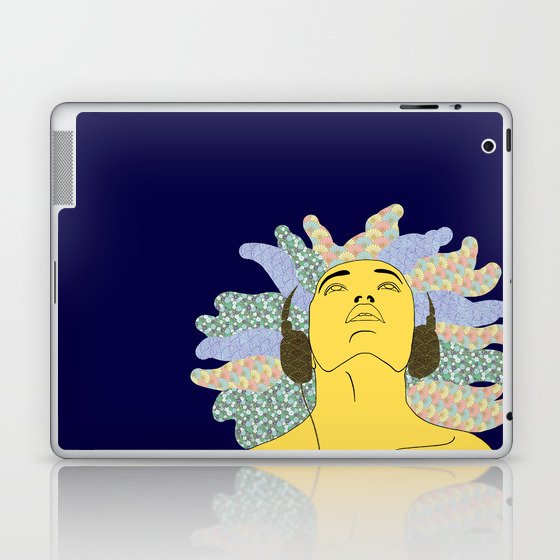 Washi Headphones Blue Laptop & iPad Skin