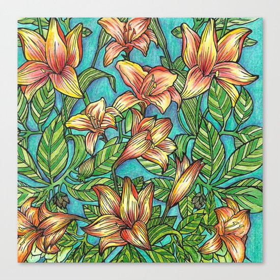 Tropical flowers Canvas Print