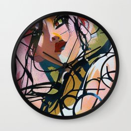 Abstract Woman with a Tangle of Lines Swirling Wall Clock