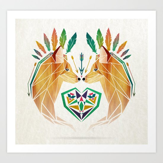 foxes in love Art Print