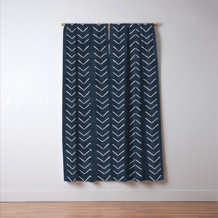 Mud Cloth Big Arrows In Navy Blackout Curtain By