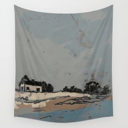 House by the sea (blue and brown version) Wall Tapestry