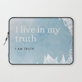 Sky Blue and White I Live in My Truth Embodiment Affirmation with Feathers and Angel Laptop Sleeve