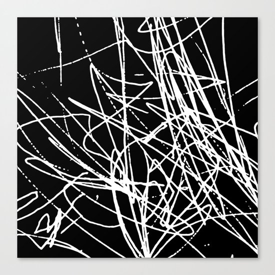 Daisy Scribble Black Canvas Print