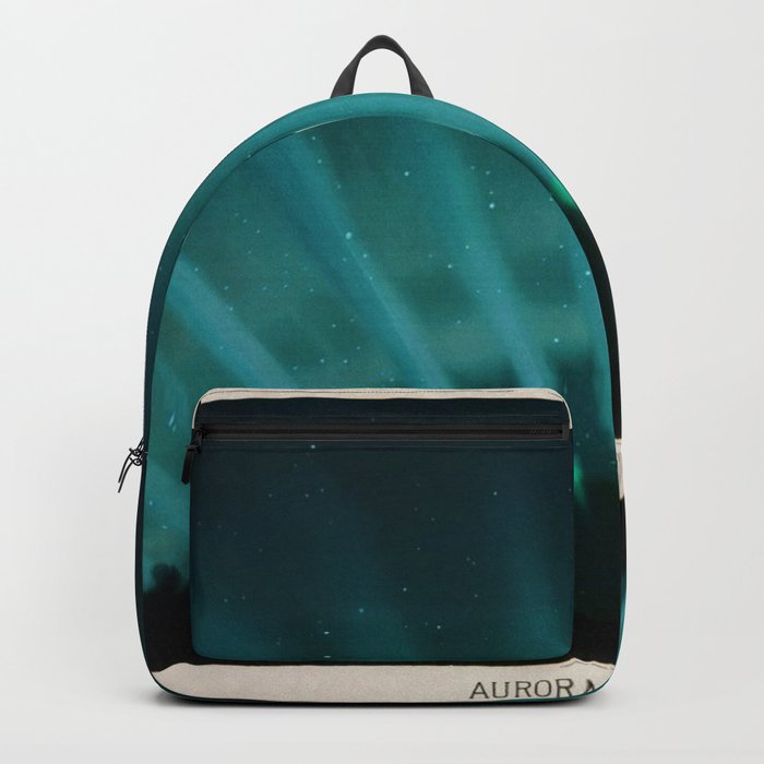 Vintage Aurora Borealis northern lights poster in blue Backpack