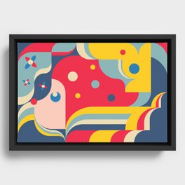 Cute Girl Sweet Happy Dreaming Illustration in Geometric Shapes Framed Canvas