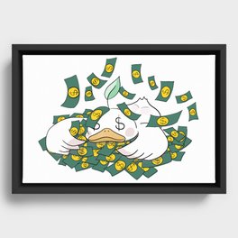 Money falling Doo Doo duck Framed Canvas