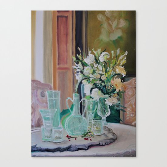 Bunch of white flowers Canvas Print
