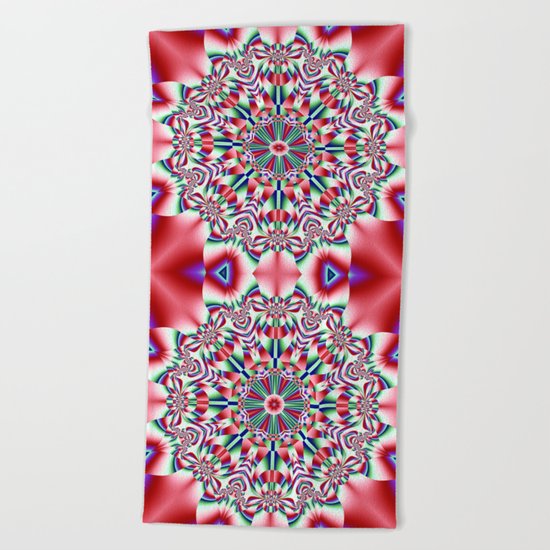 Decorative colourful patterns in a kaleidoscope design Beach Towel