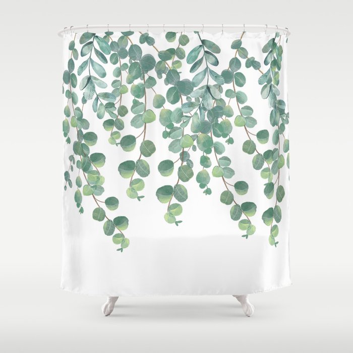 Decorative Eucalyptus Leaves Shower Curtain
